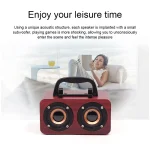 FT-4002 Wooden Wireless Bluetooth Portable Retro Subwoofer Speakers, Support TF card & USB MP3 Playback, Black Wood Grain, Yellow Wood Grain, Red Wood Grain - Image 13