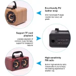 FT-4002 Wooden Wireless Bluetooth Portable Retro Subwoofer Speakers, Support TF card & USB MP3 Playback, Black Wood Grain, Yellow Wood Grain, Red Wood Grain - Image 5