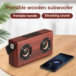 D10 Bluetooth 4.2 Portable Wooden Handheld Bluetooth Speaker, D10(Red Wood Texture), D10(Bamboo Texture) - Image 9