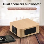 Q1A Bluetooth 4.2 Mini Wooden Double Horns Bluetooth Speaker, Q1A(Yellow Wood Texture), Q1A(Walnut Texture) - Image 10