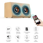 W7 Bluetooth 4.2 Wooden Double Horns Bluetooth Speaker, W7(Red Wood Texture), W7(Light Yellow Wood Texture) - Image 3