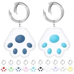 Cute Cat Paw Silicone Shockproof Protective Cover Soft Case with Keychain Ring Loop, For AirTag - Image 2