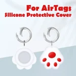 Cute Cat Paw Silicone Shockproof Protective Cover Soft Case with Keychain Ring Loop, For AirTag - Image 3