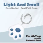Cute Cat Paw Silicone Shockproof Protective Cover Soft Case with Keychain Ring Loop, For AirTag - Image 4