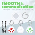 Cute Cat Paw Silicone Shockproof Protective Cover Soft Case with Keychain Ring Loop, For AirTag - Image 5