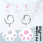 Cute Cat Paw Silicone Shockproof Protective Cover Soft Case with Keychain Ring Loop, For AirTag - Image 6