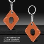 Square PU Leather Case Shockproof Anti-scratch Protective Cover with Keychain Ring Loop, For AirTag - Image 4