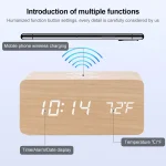 KD8801 5W Wooden Creative Wireless Charger LED Mirror Digital Display Sub-alarm Clock, Regular Style - Image 3