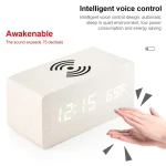 KD8801 5W Wooden Creative Wireless Charger LED Mirror Digital Display Sub-alarm Clock, Regular Style - Image 5
