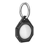 Octagonal Style Anti-scratch Shockproof Carbon Fiber TPU Case with Keychain Ring Loop, For AirTag