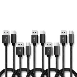5 PCS USB to USB-C / Type-C Nylon Braided Charging Data Transmission Cable, 1m