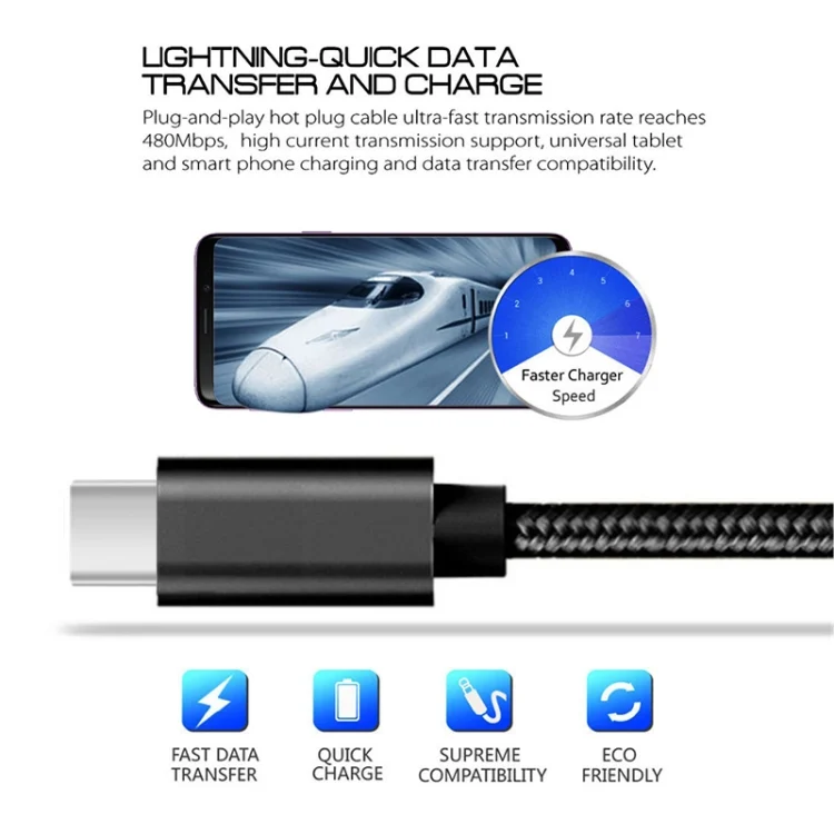 EDA002038601_B5.webp 5 PCS USB to USB-C / Type-C Nylon Braided Charging Data Transmission Cable, 1m - Image 6