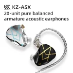 KZ ASX 20-unit Balance Armature Monitor HiFi In-Ear Wired Earphone, No Mic, With Mic - Image 2