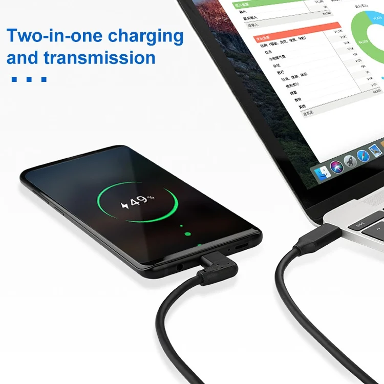 EDA002103201_4.webp 60W 3A USB-C / Type-C Male to USB-C / Type-C Elbow PD Fast Charging Magic Belt Cable, 0.5m, 1m, 2m - Image 5