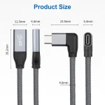100W USB-C / Type-C Elbow Male to USB-C / Type-C Female Full-function Data Extension Cable, 0.2m, 0.5m, 1m, 1.5m - Image 3