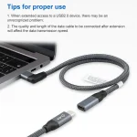 100W USB-C / Type-C Elbow Male to USB-C / Type-C Female Full-function Data Extension Cable, 0.2m, 0.5m, 1m, 1.5m - Image 6