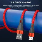 ADC-001 3A USB to Micro USB Weave Fast Charging Data Cable, 1m  Micro USB, 1m Micro USB, 2m  Micro USB, 2m Micro USB - Image 2