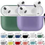 Solid Color Silicone Earphone Protective Case for AirPods 3, with Hook - Image 2