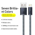 Baseus CALD000402 Dynamic Series 2.4A USB to 8 Pin Fast Charging Data Cable, 1m, 2m - Image 2