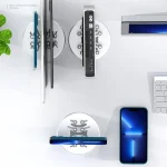 R-JUST BJ15 Aluminum Alloy Adjustable Magnetic Multi-function Disc Data Cable Storage Fixed Base Mobile Phone Laptop Bracket - Image 9