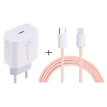 SDC-20W PD USB-C / Type-C Travel Charger + 1m 12W USB-C / Type-C to 8 Pin Data Cable Set,, EU Plug