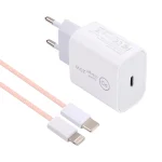 SDC-20W PD USB-C / Type-C Travel Charger + 1m 20W USB-C / Type-C to 8 Pin Data Cable Set,, EU Plug - Image 2