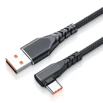 6A 66W USB to USB-C / Type-C Elbow Mobile Phone Game Fast Data Cable, 0.5m, 1m - Image 7