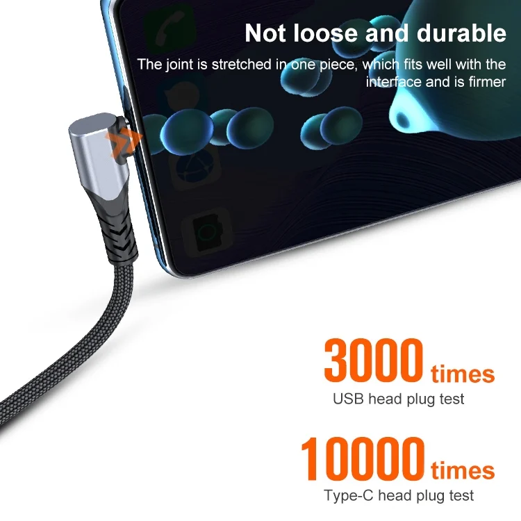 EDA002382501_B2.webp 6A 66W USB to USB-C / Type-C Elbow Mobile Phone Game Fast Data Cable, 0.5m, 1m - Image 3