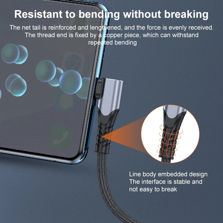 EDA002382501_B4.webp 6A 66W USB to USB-C / Type-C Elbow Mobile Phone Game Fast Data Cable, 0.5m, 1m - Image 5