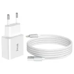 IVON AD-35 2 in 1 18W QC3.0 USB Port Travel Charger + 1m USB to 8 Pin Data Cable Set,, EU Plug, US Plug