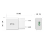 IVON AD-35 2 in 1 18W QC3.0 USB Port Travel Charger + 1m USB to 8 Pin Data Cable Set,, EU Plug, US Plug - Image 6