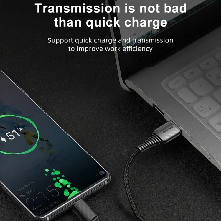 EDA003010401_B4.webp awei CL-69 5A Type-C / USB-C Smart Fast Charging Cable, Length: 1m - Image 5
