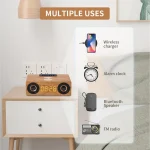 K1 Multifunctional Desktop Wooden Bluetooth Speaker Wireless Loudspeaker - Image 5
