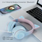 BT029C RGB Dual Modes Cat Ear Wireless Bluetooth Headphone - Image 3