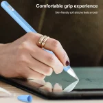 3 in 1 Striped Liquid Silicone Stylus Case with Two Tip Caps, For Apple Pencil 1, For Apple Pencil 2 - Image 4