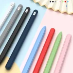 3 in 1 Striped Liquid Silicone Stylus Case with Two Tip Caps, For Apple Pencil 1, For Apple Pencil 2 - Image 6