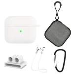 5 in 1 Silicone Earphone Protective Case + Earphone Bag + Earphones Buckle + Hook + Anti-lost Rope Set, For AirPods 3