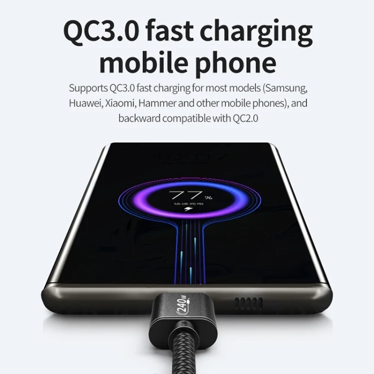 EDA003651101A_3.webp PD240W USB-C / Type-C to Type-C Fast Charging Data Cable, 1m, 2m - Image 4