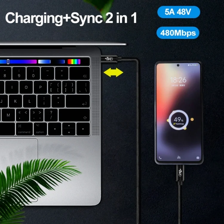 EDA003651101A_4.webp PD240W USB-C / Type-C to Type-C Fast Charging Data Cable, 1m, 2m - Image 5