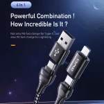 awei CL-126 1.2m 4 in 1 USB to USB-C / Type-C to 8Pin Data Fast Charging Cable, CL-126(Black), CL-126(Blue) - Image 2