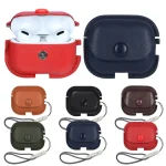 Litchi Texture PU Leather Earphone Protective Case with Lanyard, For AirPods Pro 2 with Lanyard - Image 2
