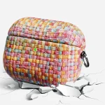 Weave Texture PU Shockproof Earphone Protective Case with Hook, For AirPods 1 / 2, For AirPods 3 - Image 4