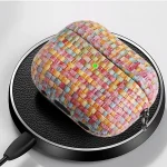 Weave Texture PU Shockproof Earphone Protective Case with Hook, For AirPods 1 / 2, For AirPods 3 - Image 5