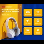 Lenovo TH10 Wireless Bluetooth Gaming Bass Music Sports Noise-cancelling Headphone, TH10 White, TH10 Black - Image 2