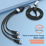 ADC-008 100W USB/Type-C to Type-C + 8 Pin + Micro USB Two to Three Fully Compatible Fast Charge Data Cable, 1.2m, 2m - Image 2