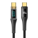 USAMS Type-C to Type-C PD100W Aluminum Alloy Transparent Digital Display Fast Charge Data Cable, 1.2m, Type-C to Type-C, 2m, Type-C to Type-C