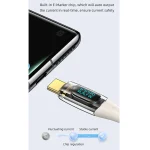 USAMS Type-C to Type-C PD100W Aluminum Alloy Transparent Digital Display Fast Charge Data Cable, 1.2m, Type-C to Type-C, 2m, Type-C to Type-C - Image 7