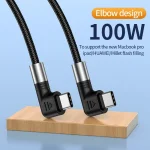 A9 100W USB-C/Type-C to USB-C/Type-C Double Elbow Data Cable, 0.5m, 1m, 2m, 3m - Image 4