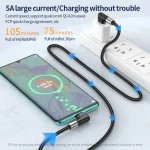 A9 100W USB-C/Type-C to USB-C/Type-C Double Elbow Data Cable, 0.5m, 1m, 2m, 3m - Image 6