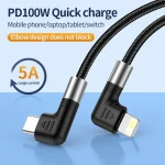 A9 30W USB-C/Type-C to 8 Pin Double Elbow Data Cable, 0.5m, 1m, 2m, 3m - Image 3